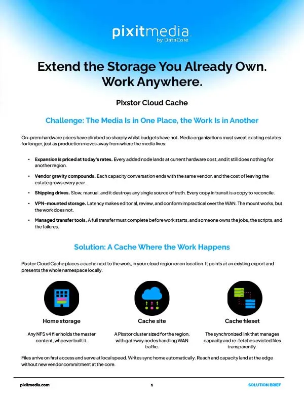 Preview of the Pixstor Cloud Cache solution brief